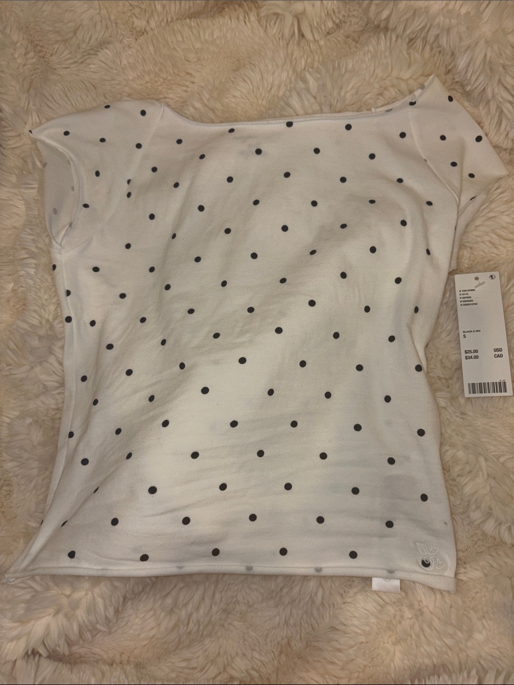 White Polka Dot Women's Top - Classic Casual Urban Outfitters